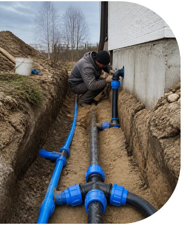 Монтаж наружного водопровода на участке под ключ в Сарове